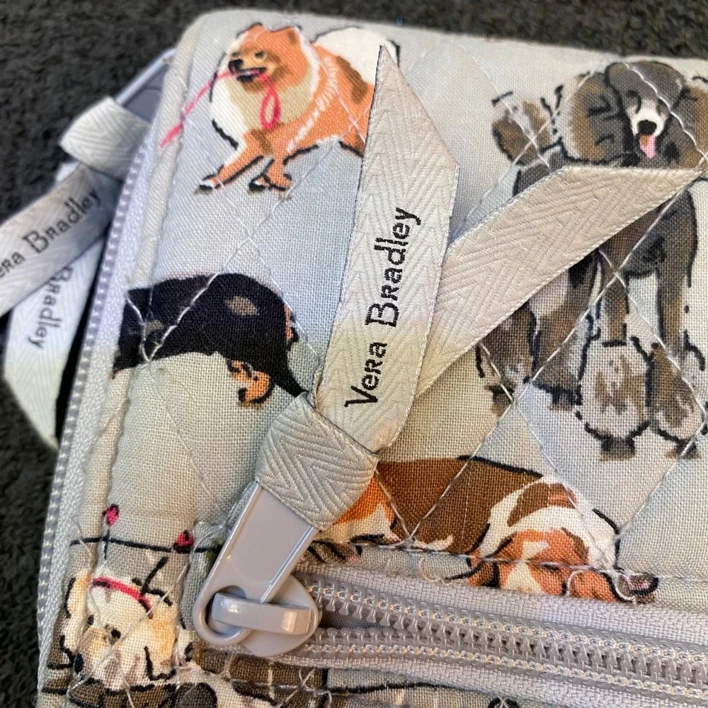 Vera Bradley Bad to the Bone RFID Riley Compact Wallet Gray Dog Print One Size